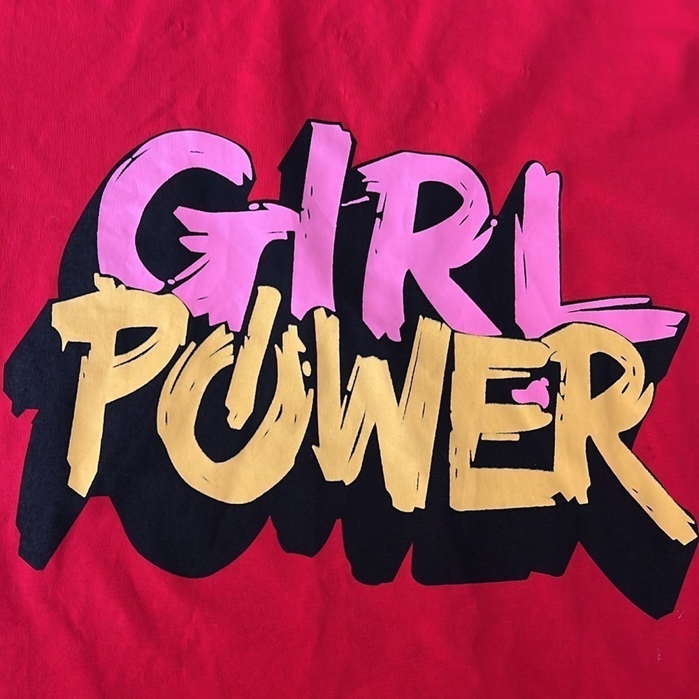 Women's DenimLand Girl Power graphic Tee red size M - Picture 4 of 8